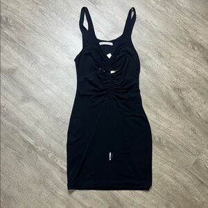 Alexander Wang Crepe Jersey Black Cutout Ruched Mini Dress‎